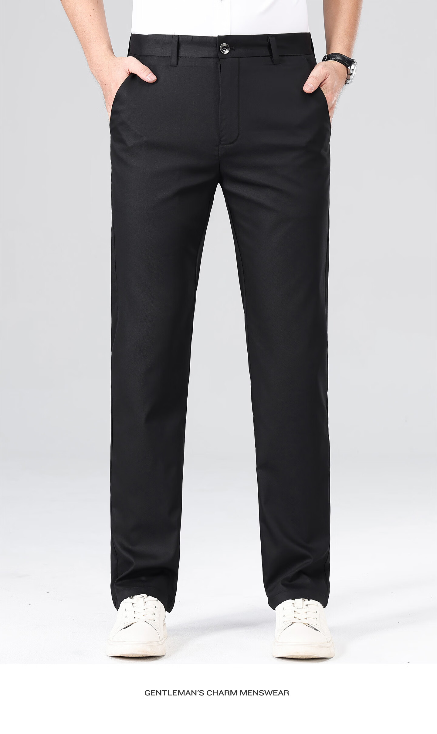 Antonio [Ice Silk & Instant Cooling] Summer Breathable Lightweight Men's Casual Pants Elastic Waist Versatile Straight Leg Trousers 9