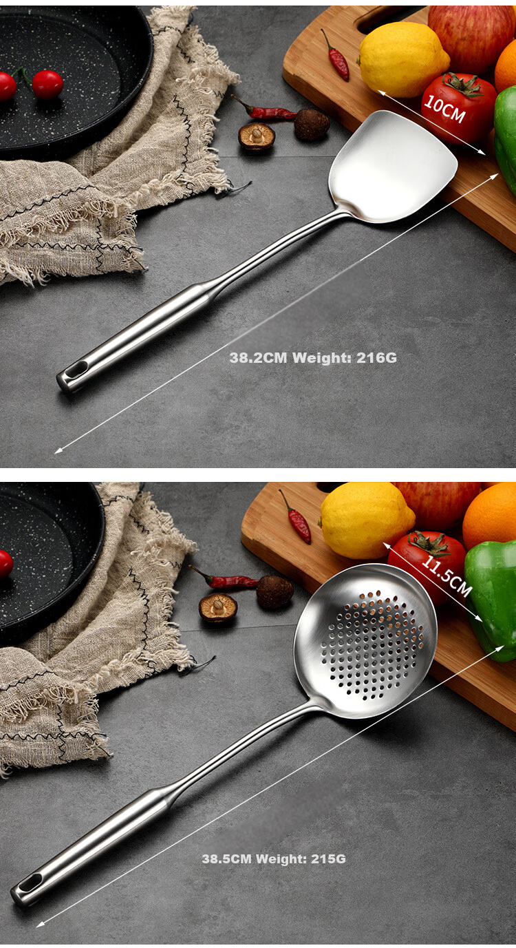 Jinwanfu 304 Stainless Steel Cooking Spatula High-Temperature Resistant Non-Stick Frying Pan Turner Kitchen Utensil 5