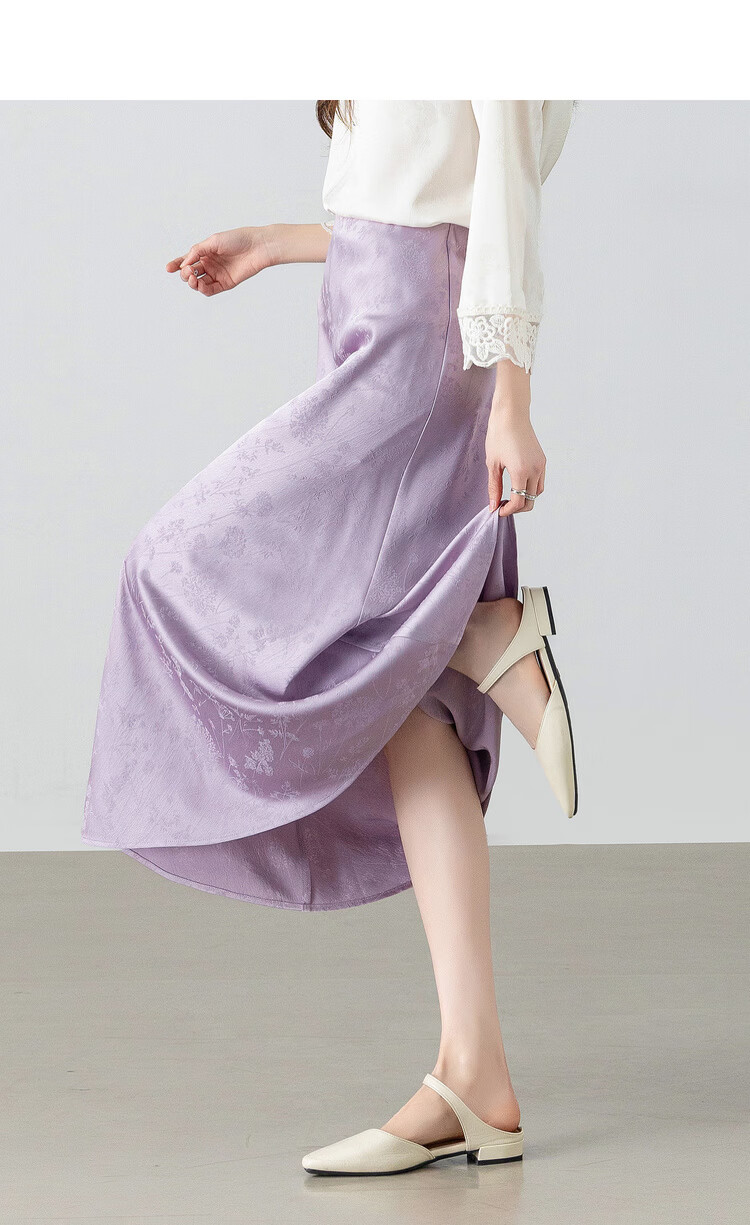 Shangdu Bila Gentle Elegant Summer High-Waist Stretch Jacquard Mermaid Midi Skirt for Women 6