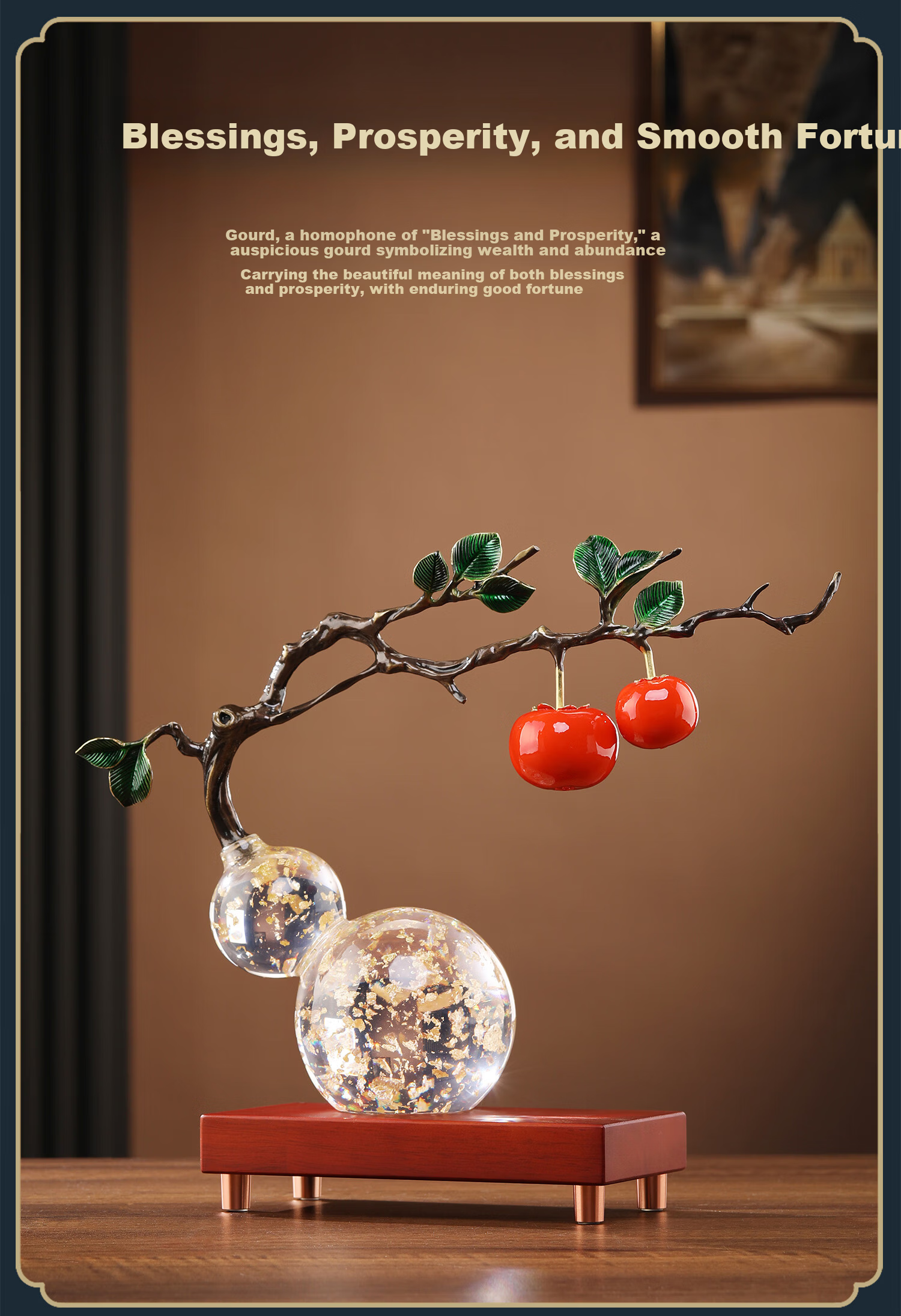 Daming Copper Craftsman New Chinese Style Gourd Ornament Everything Goes Well Living Room Entrance Decoration Opening Housewarming Moving Gift Handicraft 5