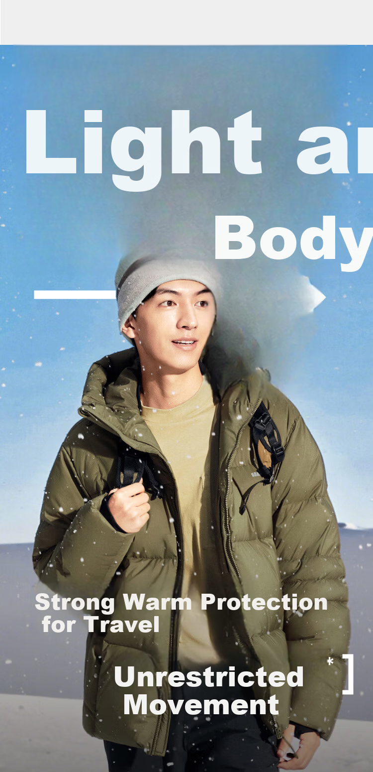 Beneunder Men's Water-Repellent Down Jacket Warm Outdoor Windproof Waterproof Machine-Washable Hooded Coat HD111 Light Mist Gray XL 9
