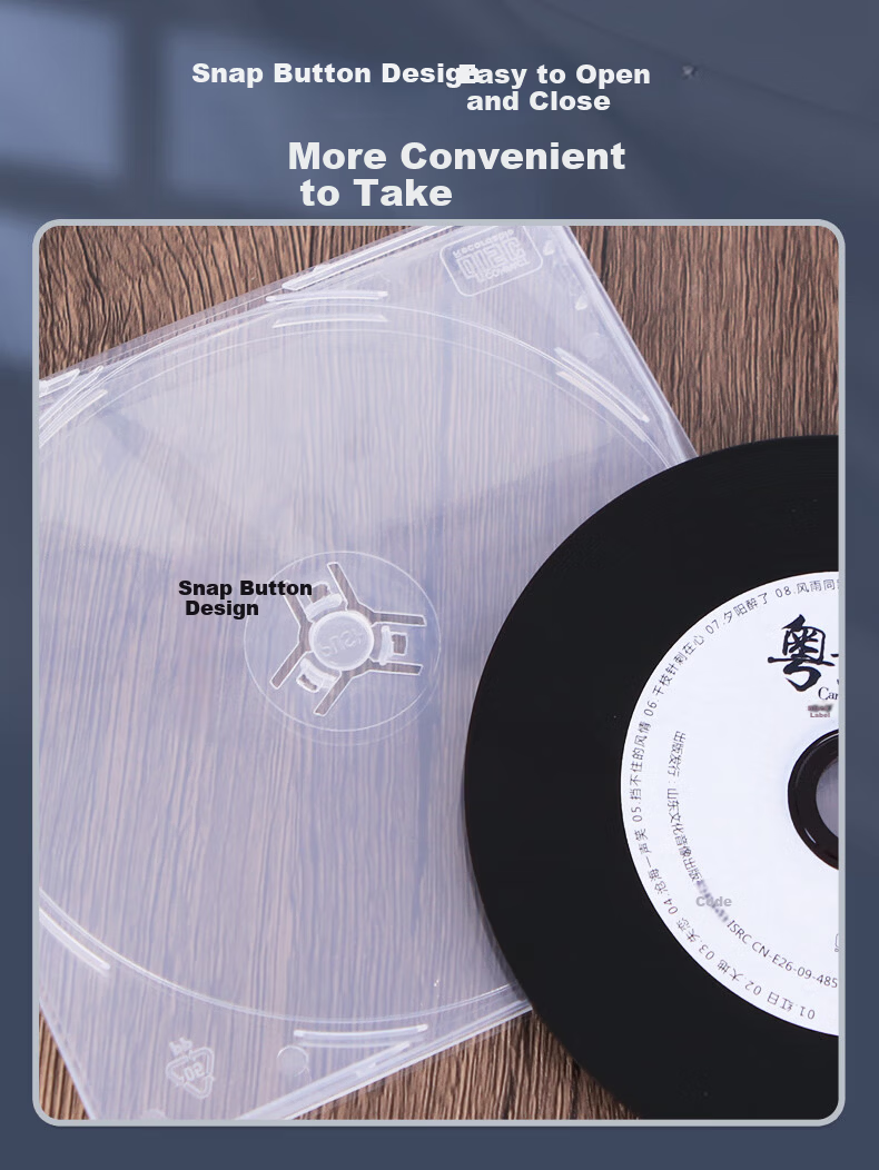 UBI Square CD Case Disc Storage Box Transparent Plastic CD DVD Sleeve Insert Cover 50pcs/Pack 9406 3