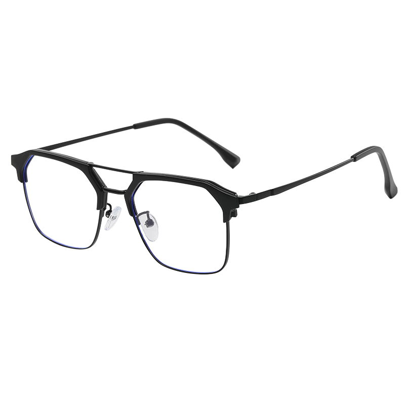 40,000 KM Blue Light Blocking Photochromic Double Bridge Glasses Men Trendy Radiation Protection Non-Prescription Eyeglass Frames Compatible with Prescription Lenses