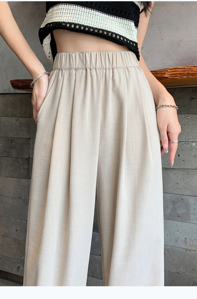 Langsha Women's Ice Silk Wide-Leg Pants Summer Thin Draped Loose Sun-Protective Casual Straight-Leg Yamamoto Style Pants 17