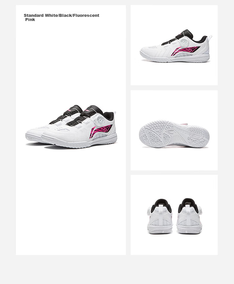 LI-NING Kids Table Tennis Shoes Youth Professional Rubber Sole Training Competition Sports Shoes Standard White/Flame Red Size 31.5 11