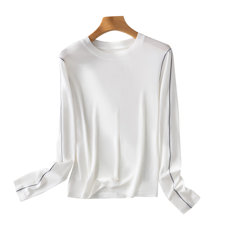 Demana [With Wool and Lyocell] Spring Simple Style Crew Neck Long Sleeve Slim Fit Lightweight Women's T-Shirt