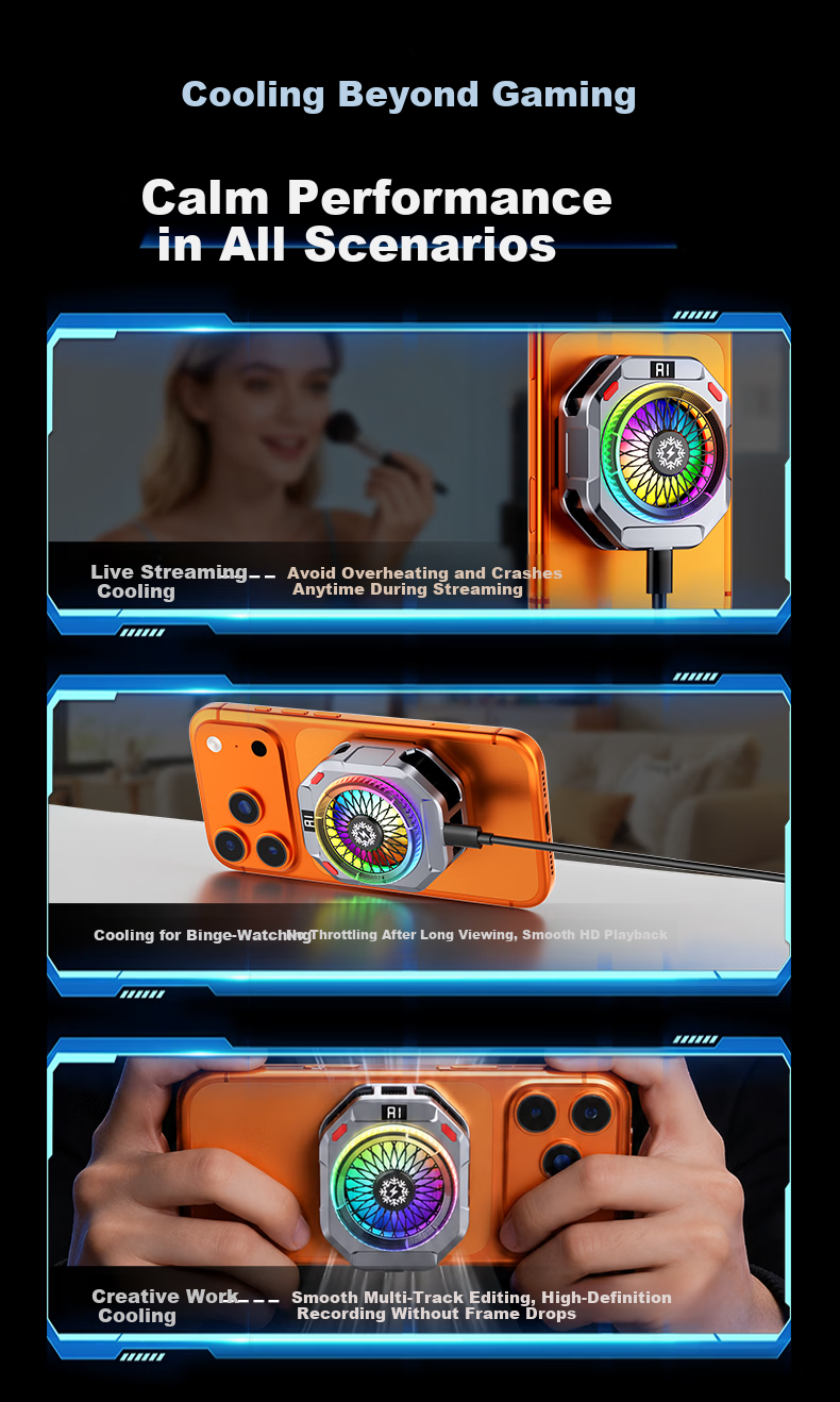 Zhiguozhe 38W Dual Airflow Magnetic Cooling Phone Cooler Ice-Making Semiconductor Cooling Clip for Gaming Live Streaming Compatible with Apple 27