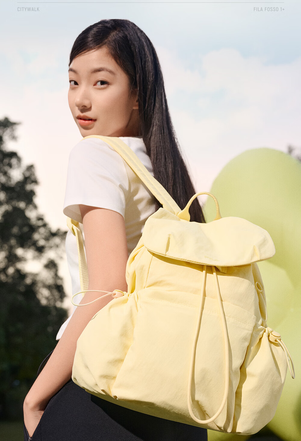 FILA Han So-hee Style Official Women's Summer Macaron Multi-Pocket Backpack School Bag Casual Bag 6