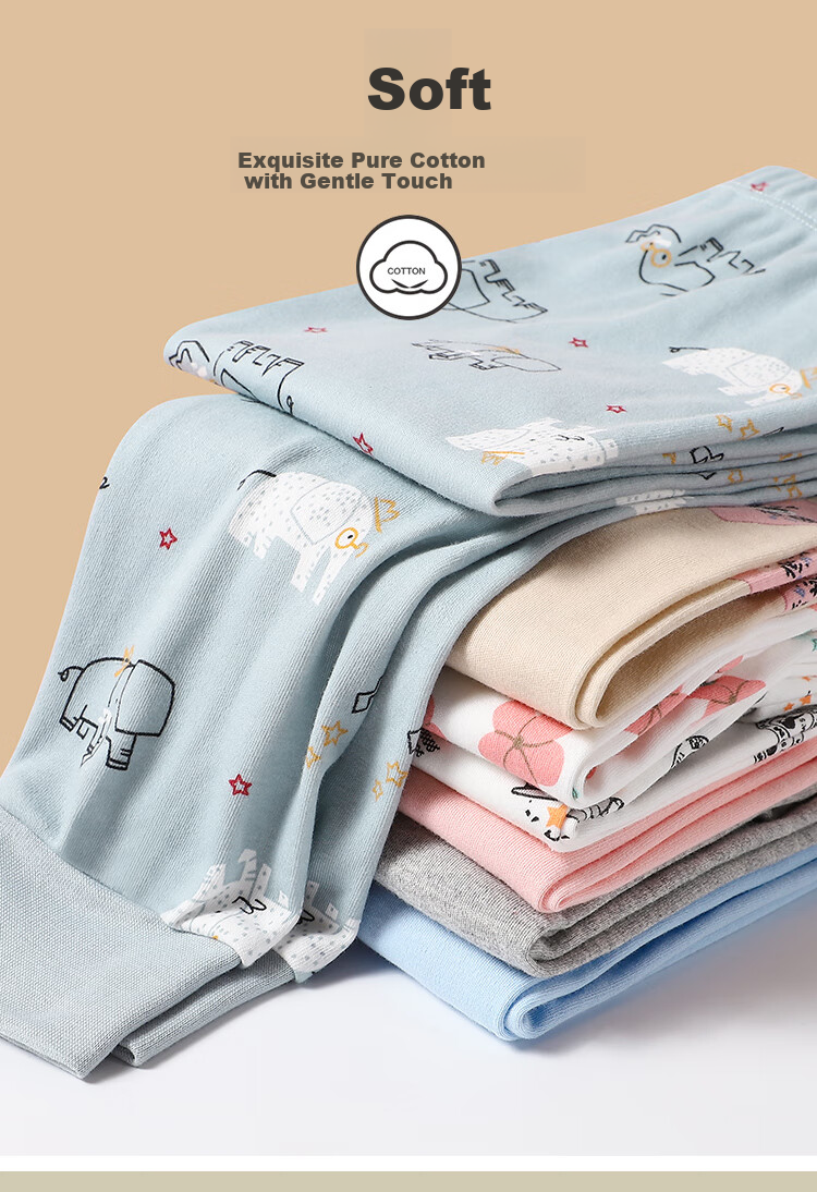 Dingguagua 100% Cotton Children's Thermal Long Johns Boys Autumn Winter Warm Cotton Pants Full Cotton Sleepwear 2