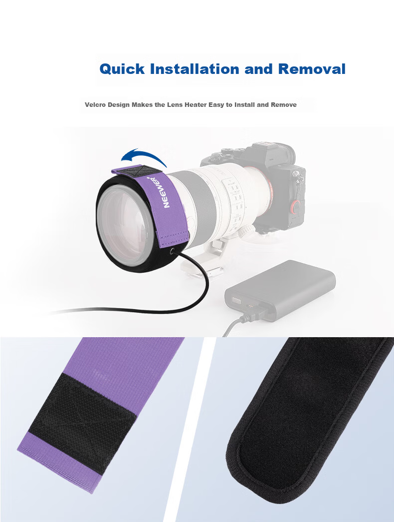 NEEWER Camera Lens Defogging Strap 400MM DSLR Lens Heating Band Warm Band Anti-Fog Heating Camera Accessory Mountaineering Snow Mountain Photography Gear 5