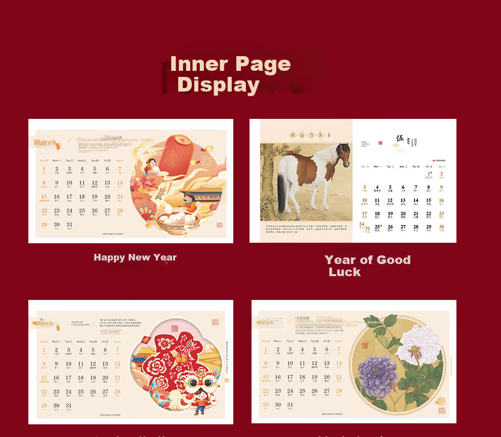 Langjie 2026 Desk Calendar Red Horse Year Monthly Large Grid Writing Planner Office Desktop Calendar Customizable 7