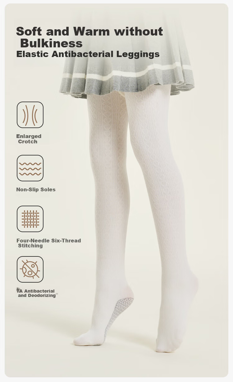 YEEHOO 7A Antibacterial Children's Dance Socks Fleece Lined Warm Girls' Elastic Non-Slip Tights for Older Girls 1