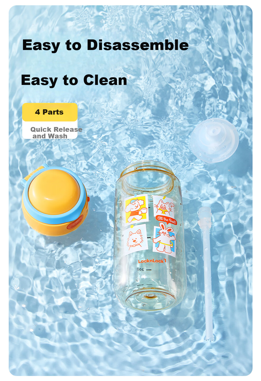 Lock&Lock Kids School Handheld Straw Cup Student Plastic Water Bottle Outdoor Portable Sports Cup PPSU Material 12