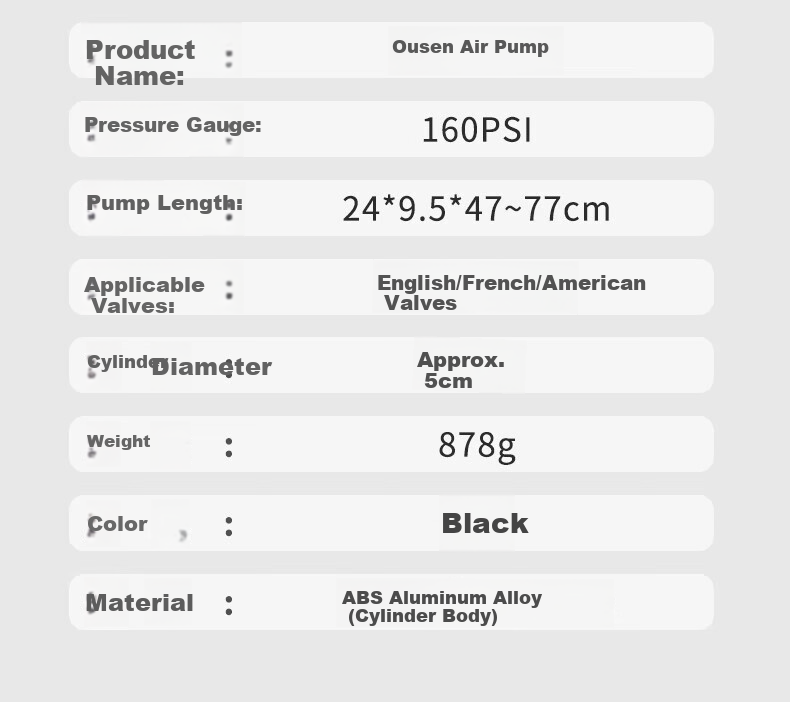Ousen Dual-Barrel High-Pressure Air Pump with Smart Valve for Bicycle, Electric Vehicle, and Home Use 13