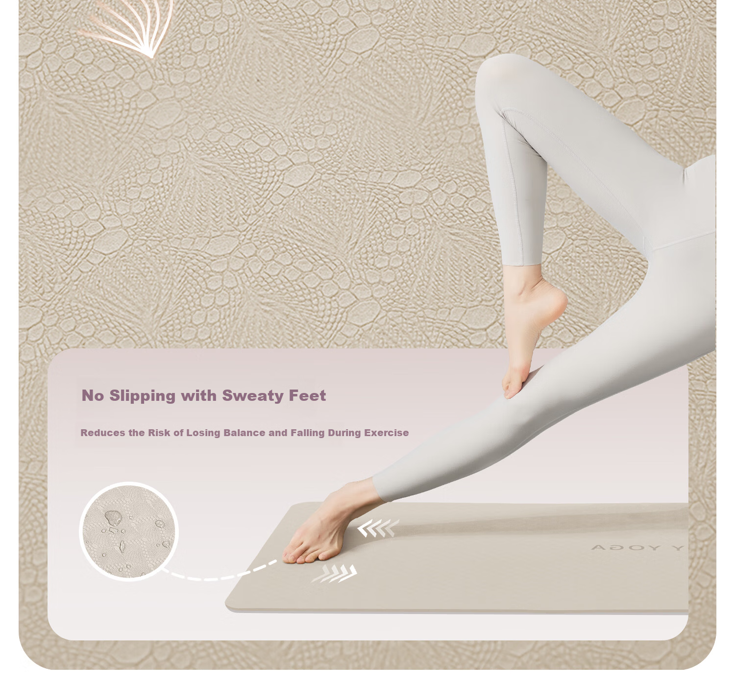 Yottoy Antibacterial Yoga Mat for Women, Extra Large Thickened Non-Slip Shock Absorption Exercise Mat for Home Fitness 9