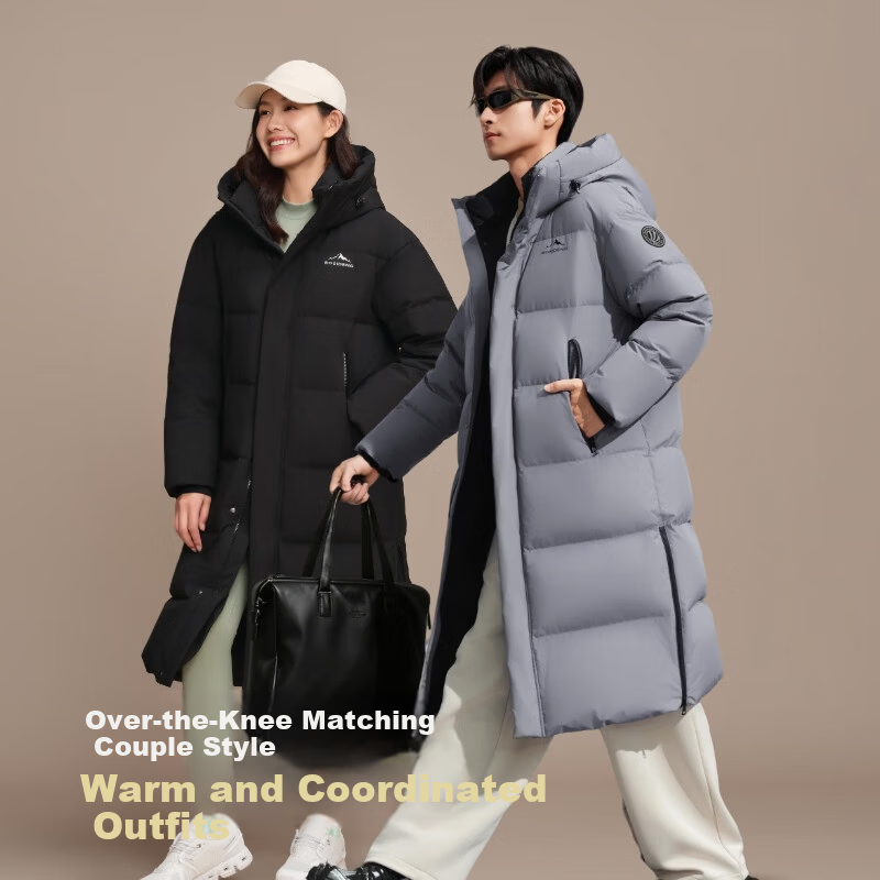 Bosideng Winter Down Jacket Unisex Couple Long Fashion Thickened Hooded Round Neck Puffer Coat