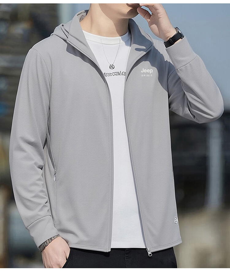 JEEP SPIRIT Father's Day Gift Men's Sunscreen Ice Silk Skin Jacket Breathable Outdoor Fishing Thin Jacket 28