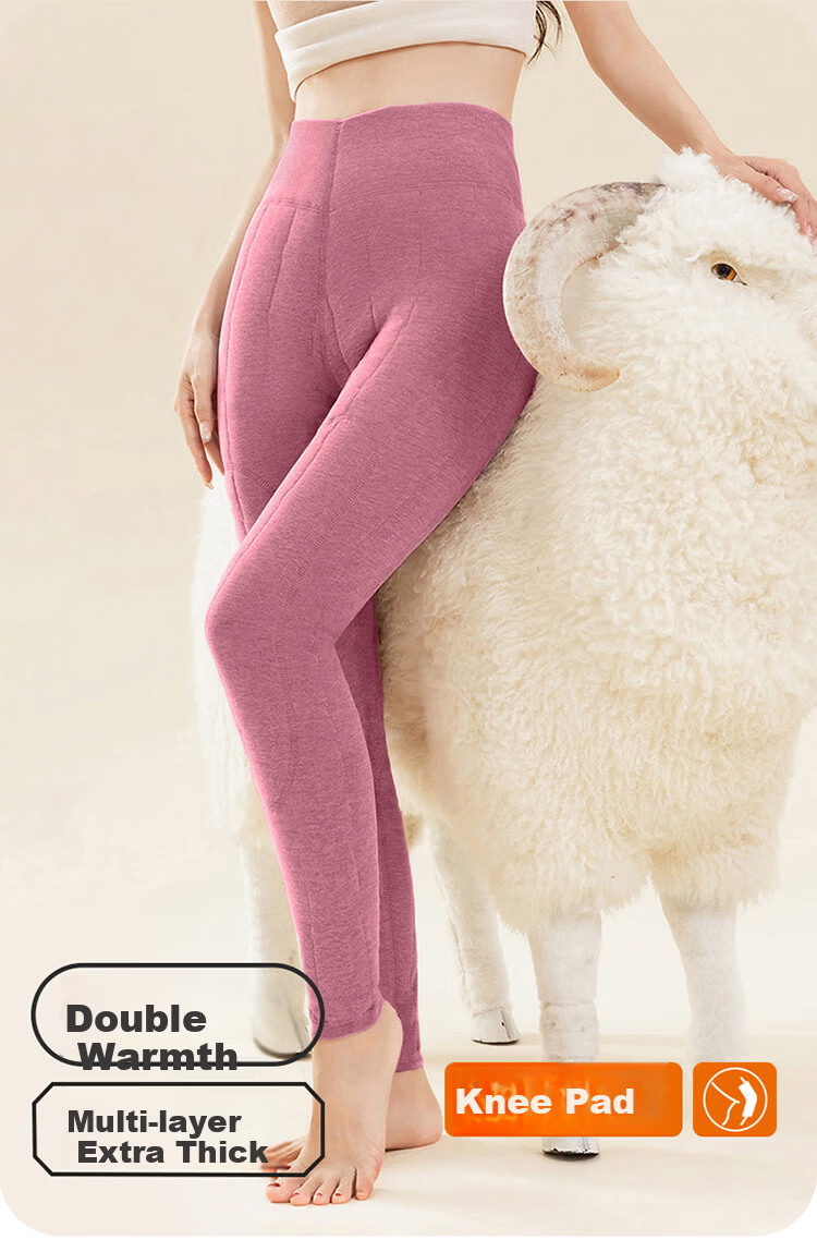 Langsha Women's Wool Thermal Autumn Pants, Thick Fleece Lined Winter Leggings with Knee Protection, Plus Size Warm Bottoms 3