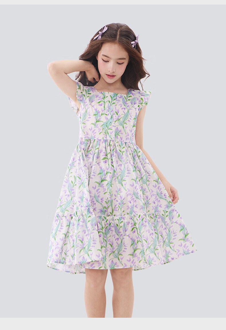 Disney Girls' Summer Cotton Dress New Children's Princess Dress Light Green 160 21A146 9