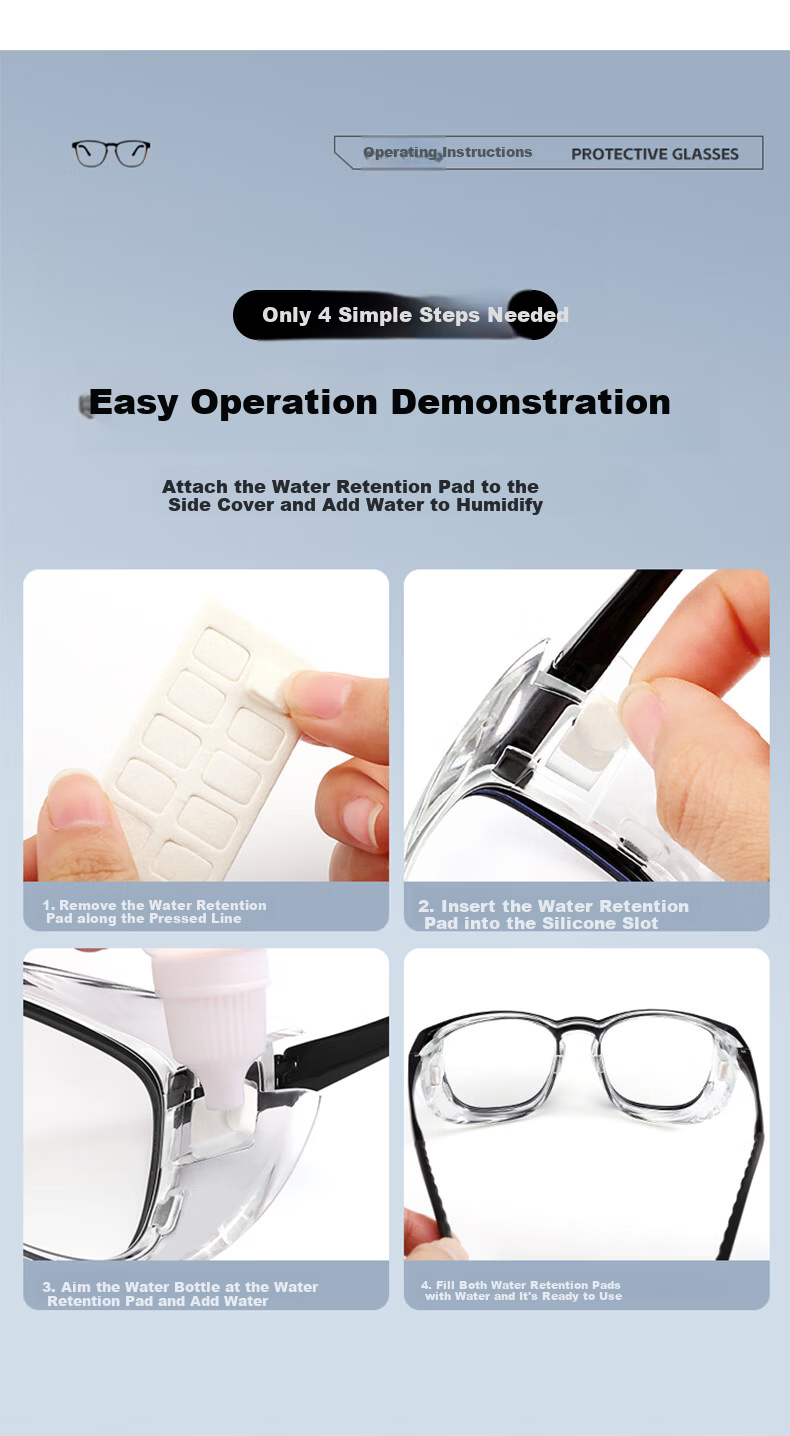 CAPONI Moisture Room Dry Eye Hydrating Protective Outdoor Goggles Anti-Pollen Windproof Blue Light Blocking Wraparound Glasses 20