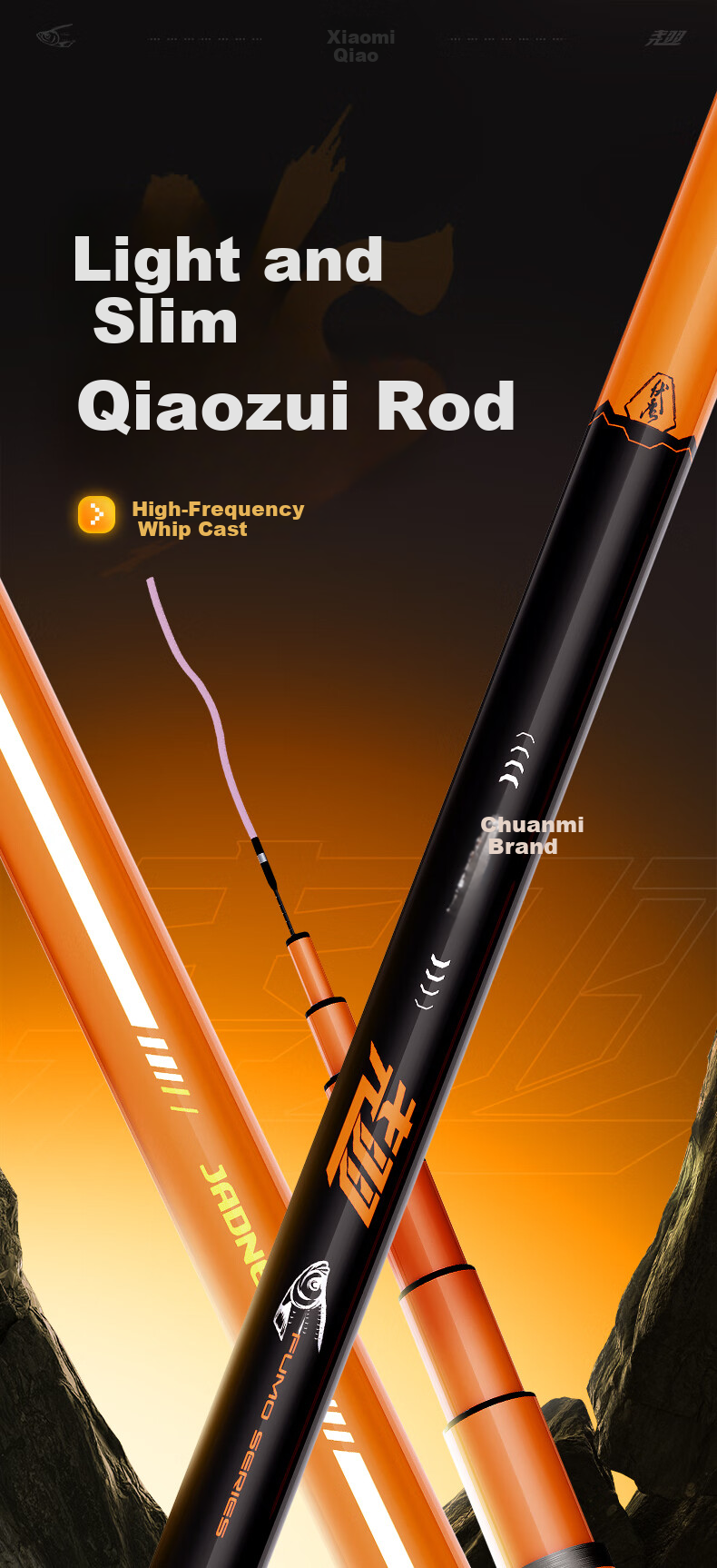 JIADIAONI Qiaozui Fishing Rod Lightweight Large Fish Rod Wild Fishing Black Pit Hand Rod Pole Fishing Rod 7.2m 1