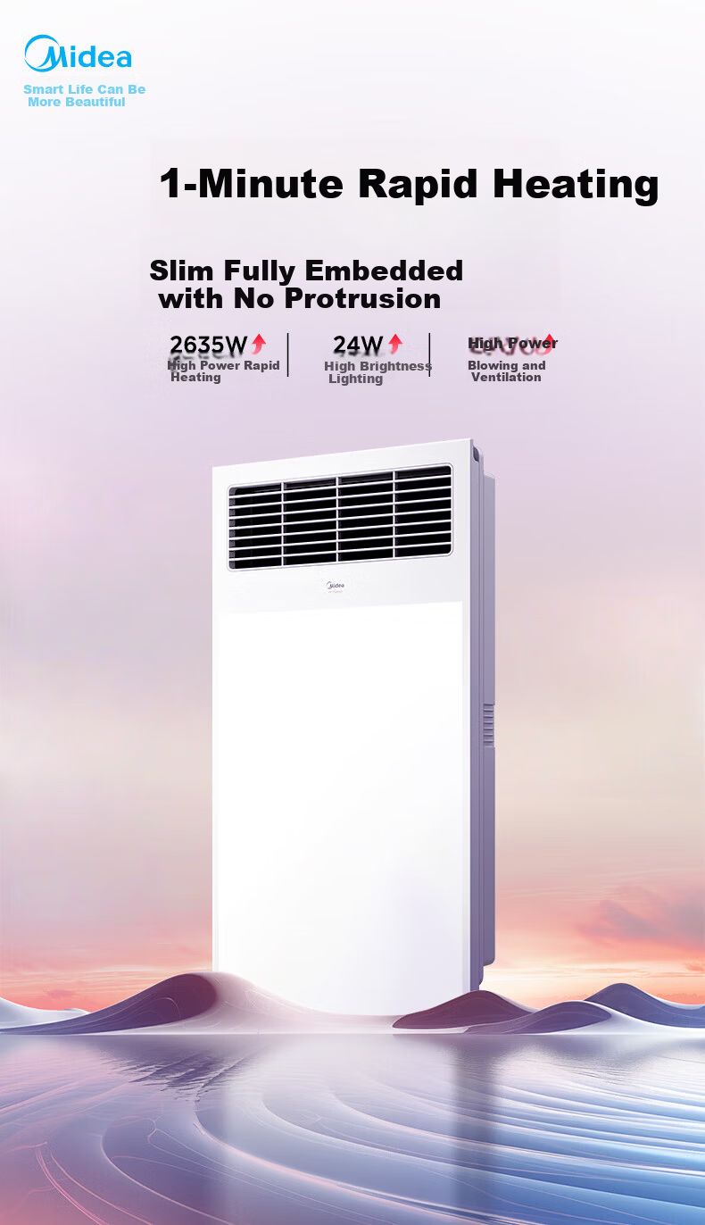 Midea Iron Man Series Warm Air Bathroom Heater with Lighting, Exhaust, and Heating GA10 1