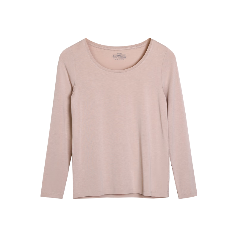 Hodohome Men's Silk Base Layer T-Shirt, Round Neck Long Sleeve, Women's Solid Color Simple Fashion Top, Size 165