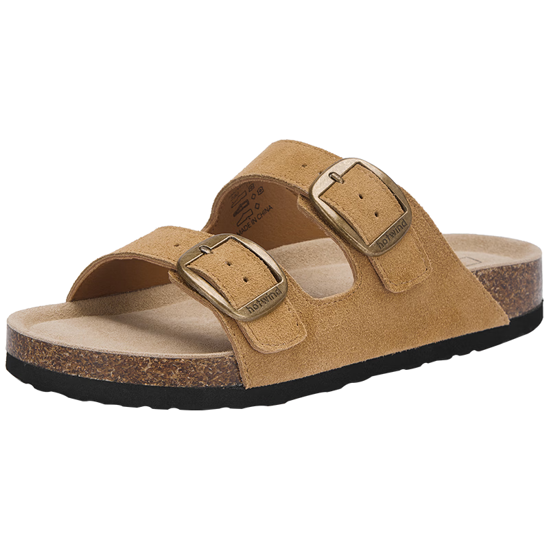 Hotwind Birkenstock Women's Summer New Fashion Versatile Commuter Cork Sandals Beach Slippers for Women