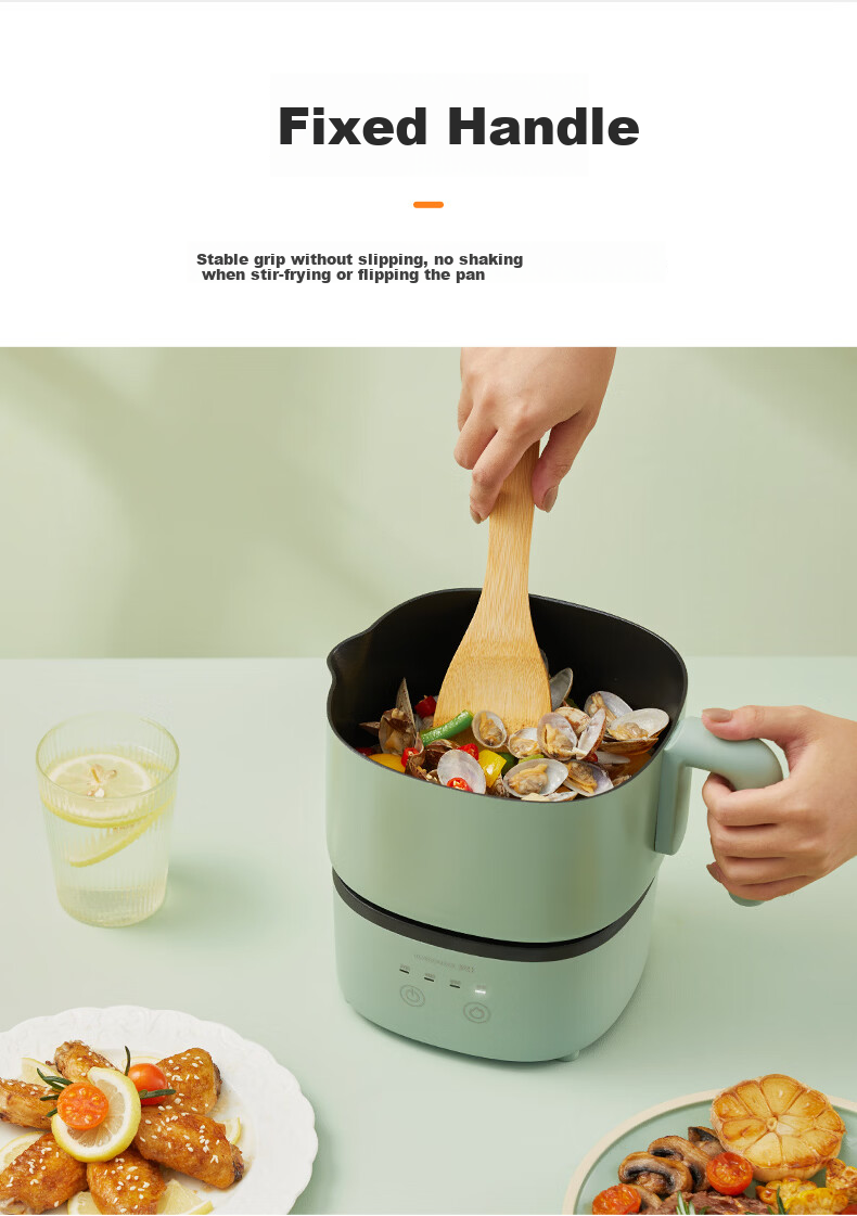 ROYALTY LINE Portable Electric Cooking Pot 2.2L Foldable Travel Pot 800W Detachable Dormitory Pot for 1-2 People Electric Hot Pot Smart Temperature Control Multifunctional Cooker 5
