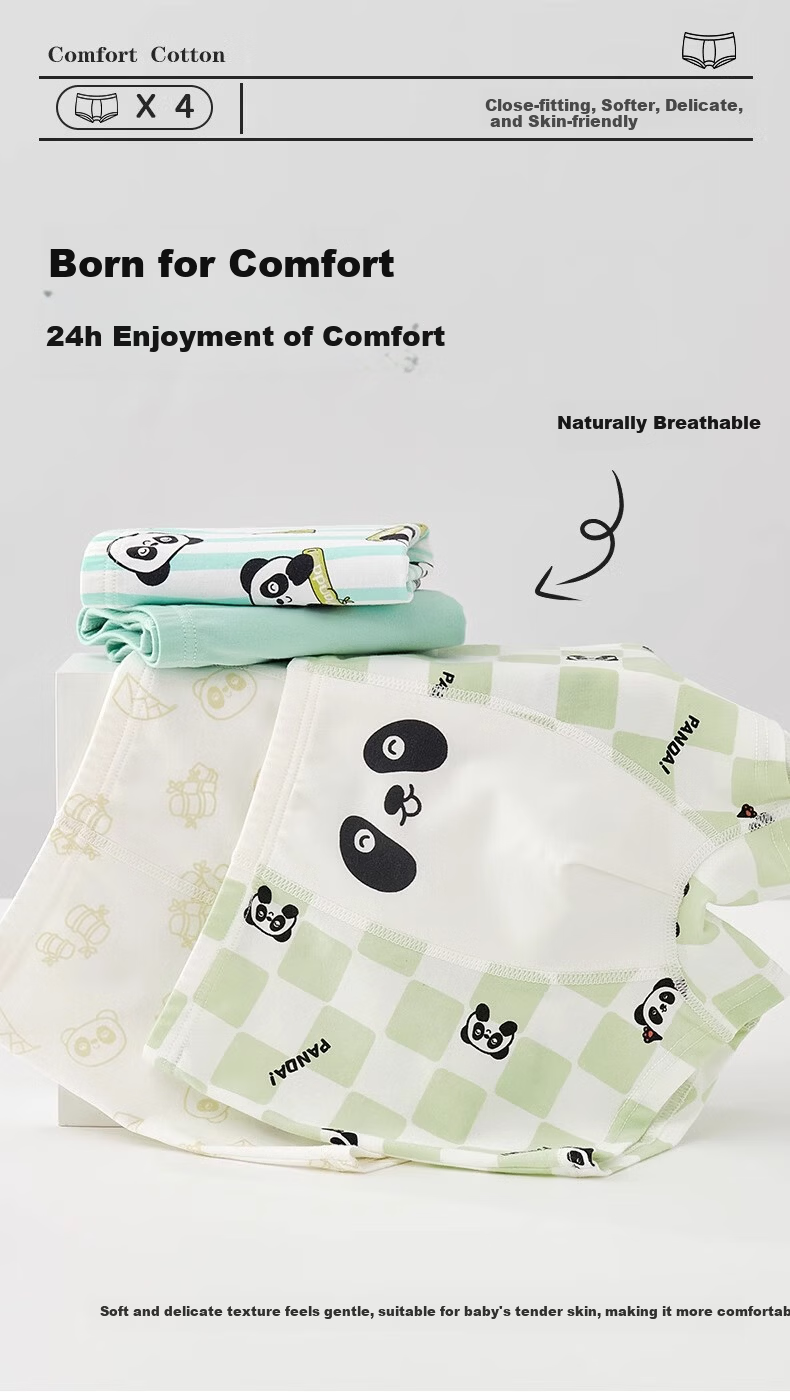MiiOW Boys' Cotton Boxer Briefs for Children, Ages 6-12, Pure Cotton, Youth Four-Point Shorts 1