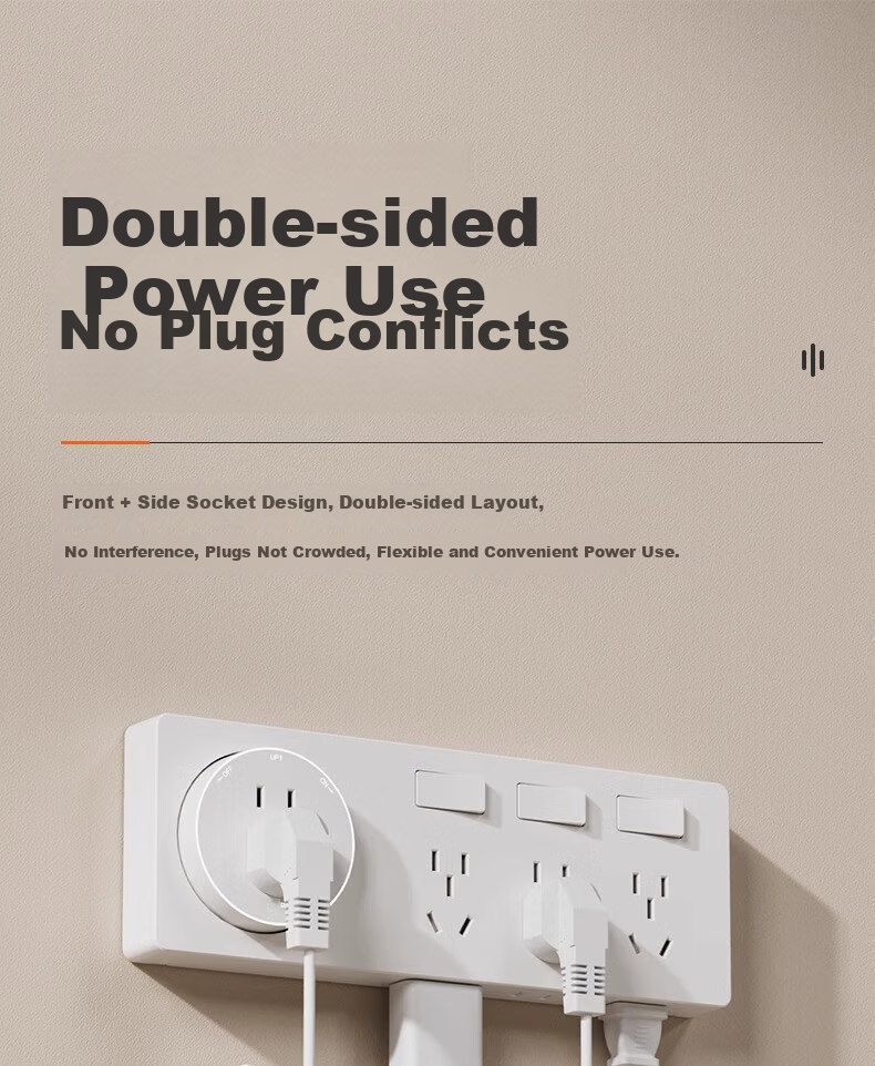 AUX 86-Type Expandable Socket Extension Converter Concealed Multi-Port Household Power Strip with Switch Three Switches 21 Holes + Five Holes Left Expansion Aperture Gray 3