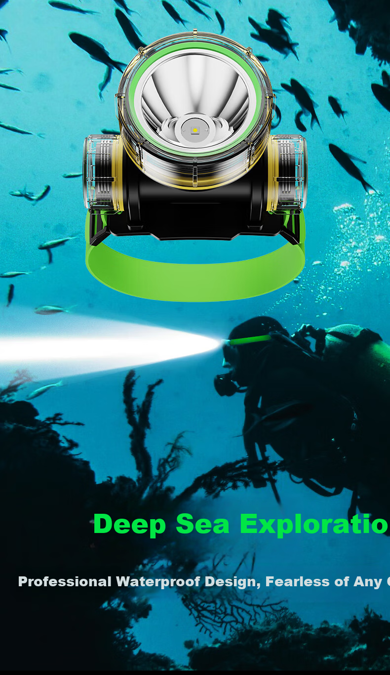 Guangming General High-Power Professional IPX8 Waterproof Rechargeable Headlamp Head-Mounted Ultra-Bright Long-Range Diving Light with Extended Battery Life for Sea and Beach Activities 8