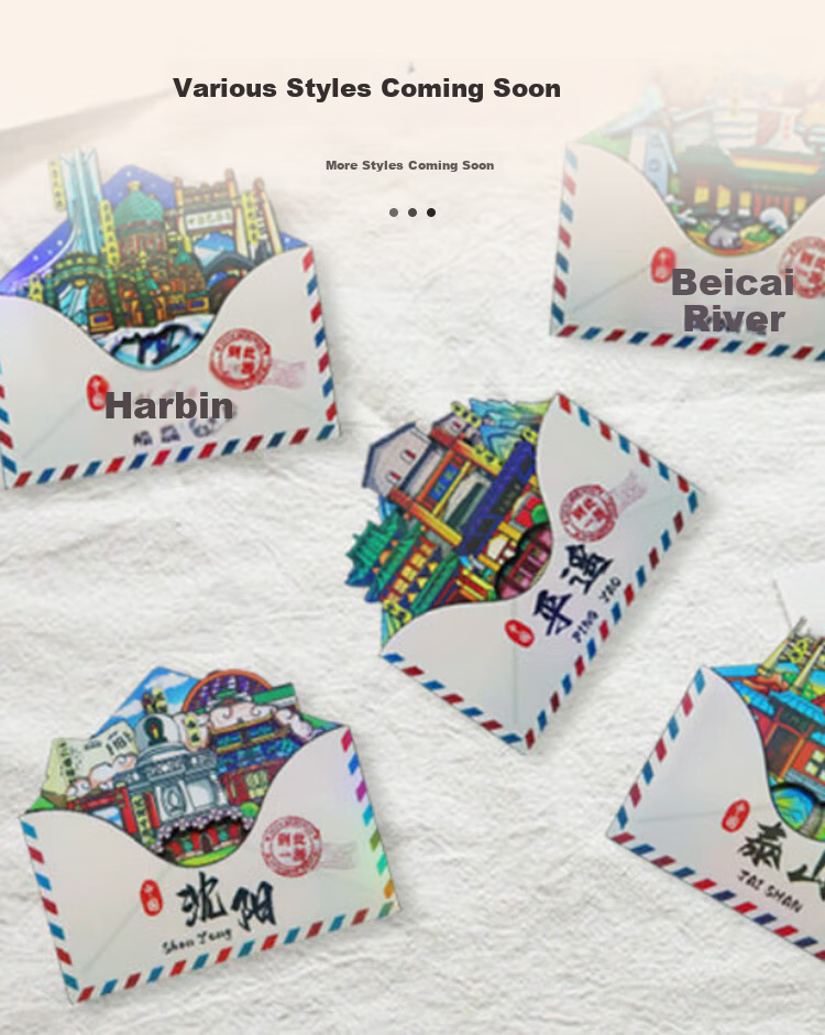Aimo Hui China City Xinjiang Tourist Attraction Wooden 3D Creative Magnetic Refrigerator Sticker Cultural and Creative Decoration 8