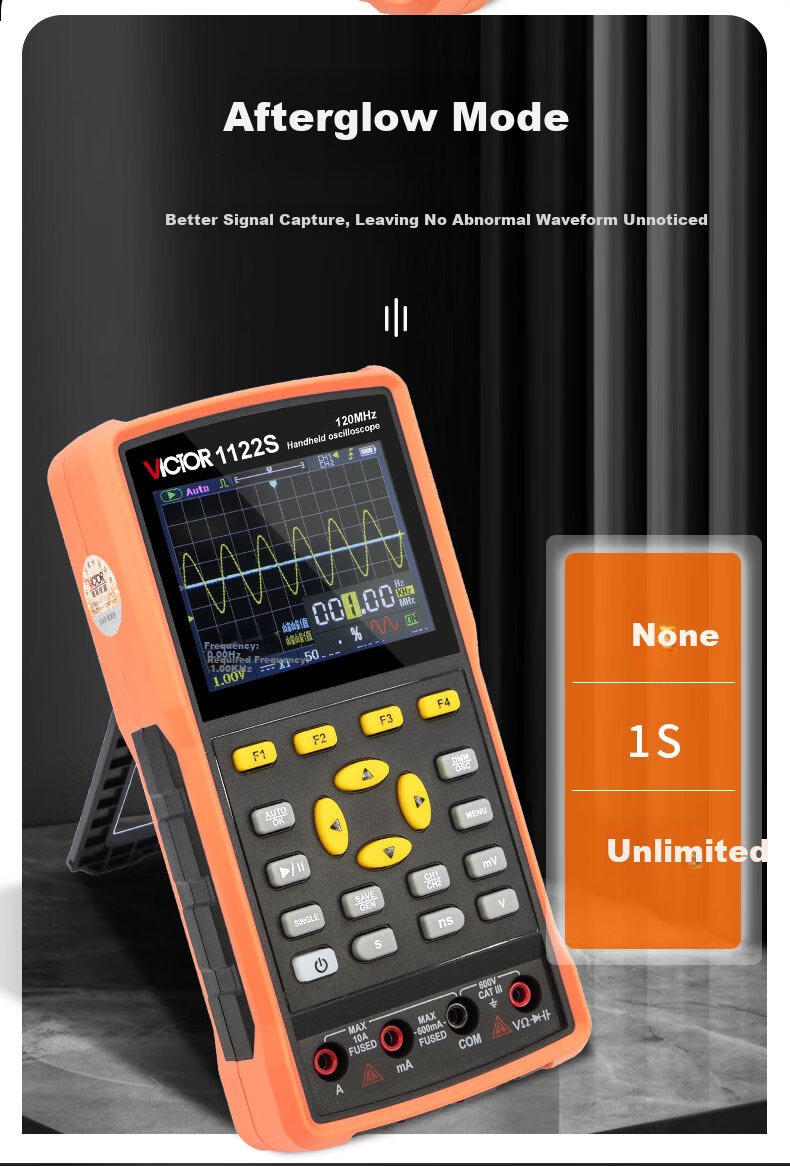 VICTOR VC1122S Handheld Digital Oscilloscope Portable Multimeter 3-in-1 Signal Generator for Home Use 5
