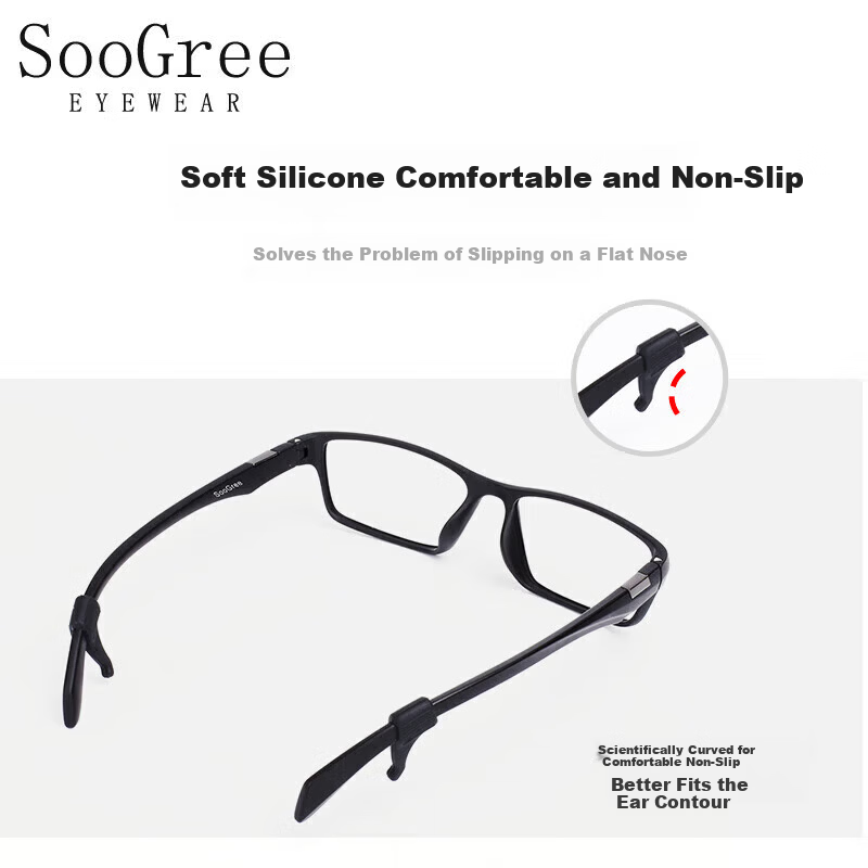 SooGree Anti-Slip Silicone Ear Hooks Replacement Eyeglass Temple Tips Accessories