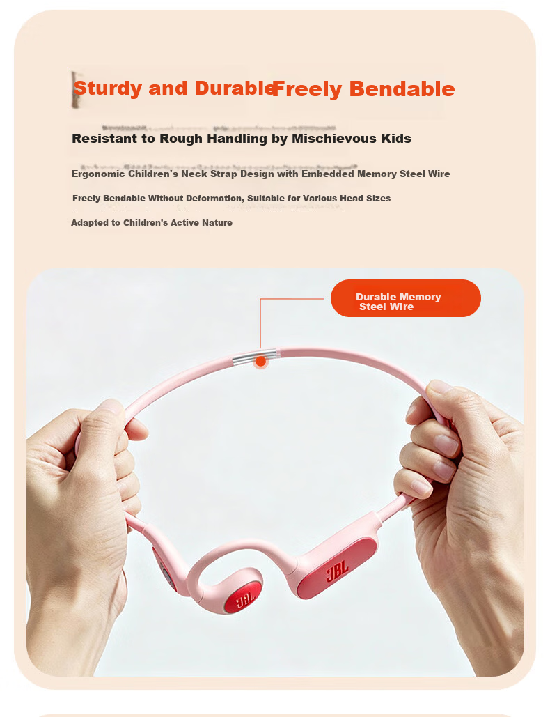 JBL JR Free Open-Ear Wireless Neckband Kids Headphones Non-In-Ear Bluetooth Ear-Hook Student Study Online Class Sports Music Ear Protection Parent-Child Education Sky Blue Purple 11