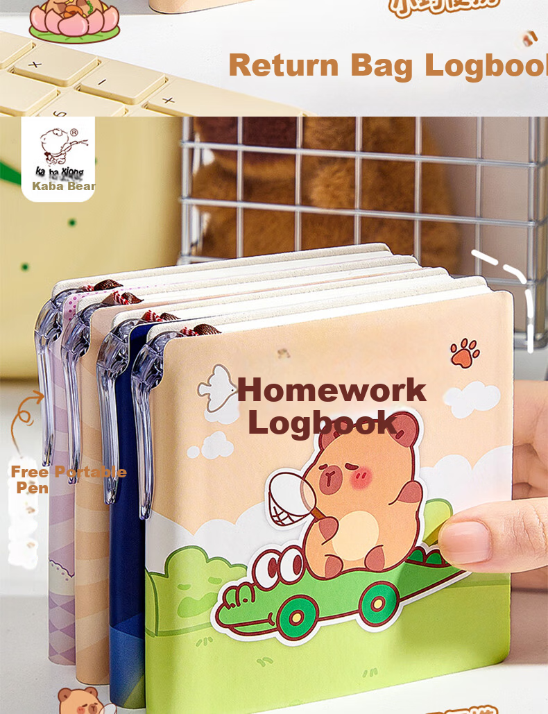Kaba Bear Mini Leather Homework Register Student Pocket Portable Assignment Notebook Children's Day Birthday Gift 6