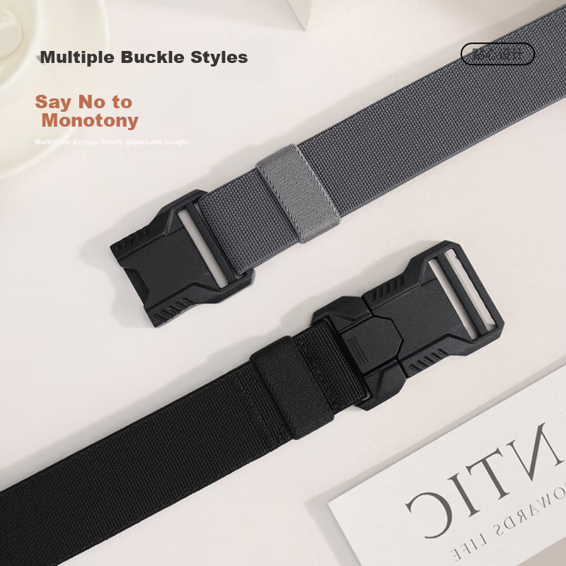 Biyoumei Men's Tactical Quick-Release Elastic Belt Student Business Casual Military Training Belt Birthday Gift Leather Belt