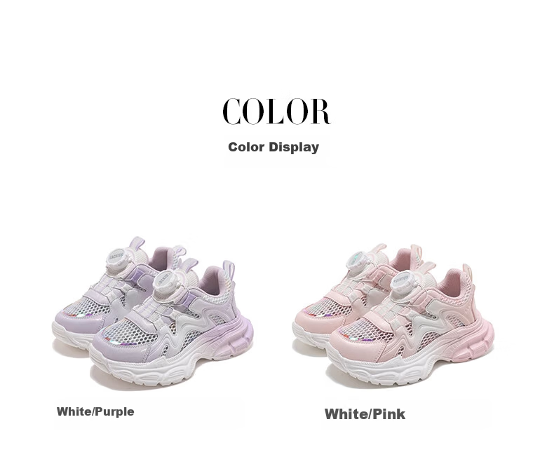 ABC KIDS Children's Summer Girls' Single Mesh Sports Shoes Breathable Big Kids 3244 White/Pink Size 32 4