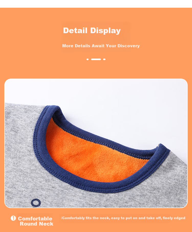 Nanjiren Kids Thermal Underwear Set Boys Autumn Winter School Uniform Fleece Cotton Base Layer Pajamas Royal Blue 110 14