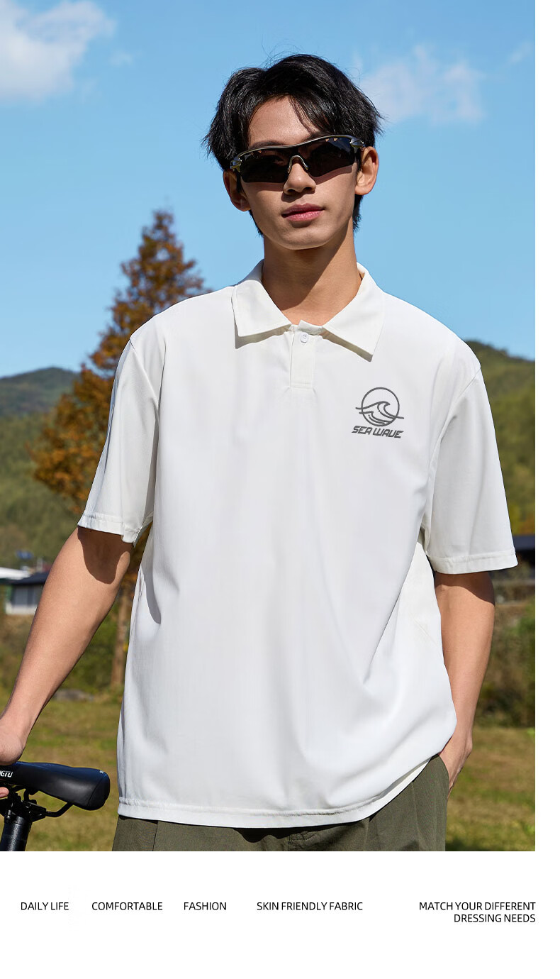 Baleno Short-Sleeve Polo Shirt for Men, Summer 2026 New Style Waffle Knit Wrinkle-Resistant Collared T-Shirt, Five-Quarter Sleeve Top, Trendy Men's Wear 16