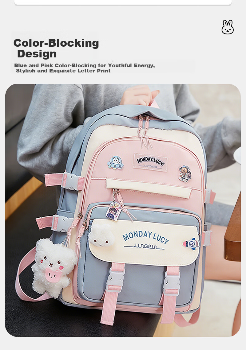 Medu Large Capacity School Backpack for Girls High School Students Commuter Laptop Bag Versatile Double Shoulder Bag for Grades 3-6 2