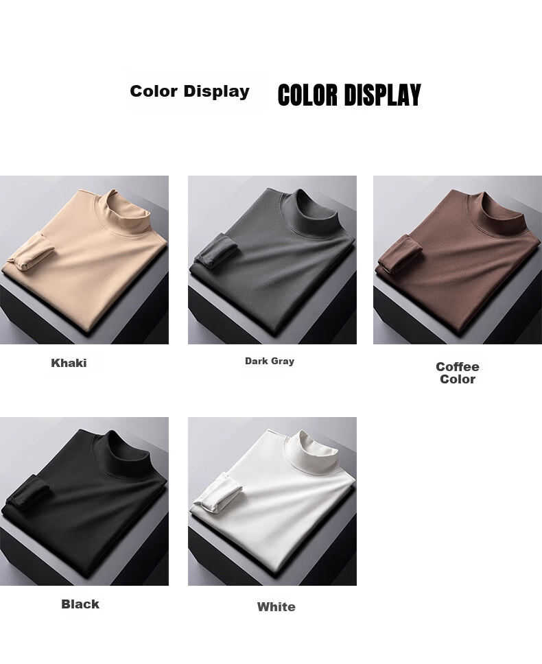 I'M DAVID Men's Black Half Turtleneck Long Sleeve Thermal Shirt Autumn Winter Base Layer M 5