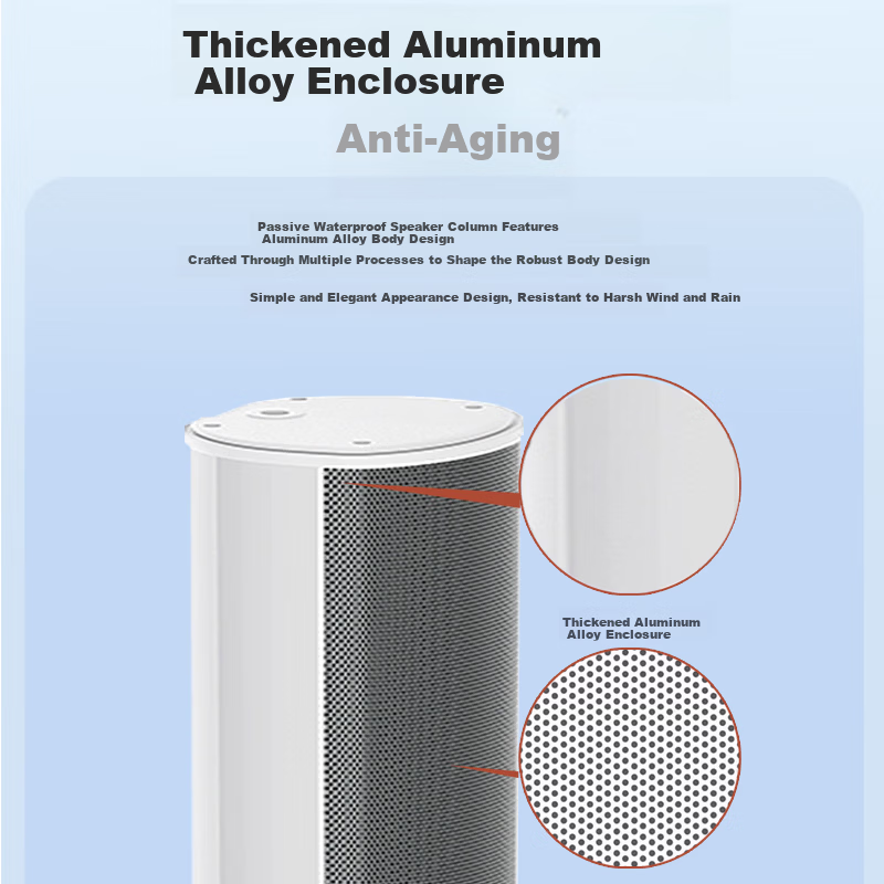 SAST 150W Outdoor Waterproof Column Speaker Outdoor Constant Voltage Wall-mounted Speaker for School Store Park Campus Background Music Public Address System Player
