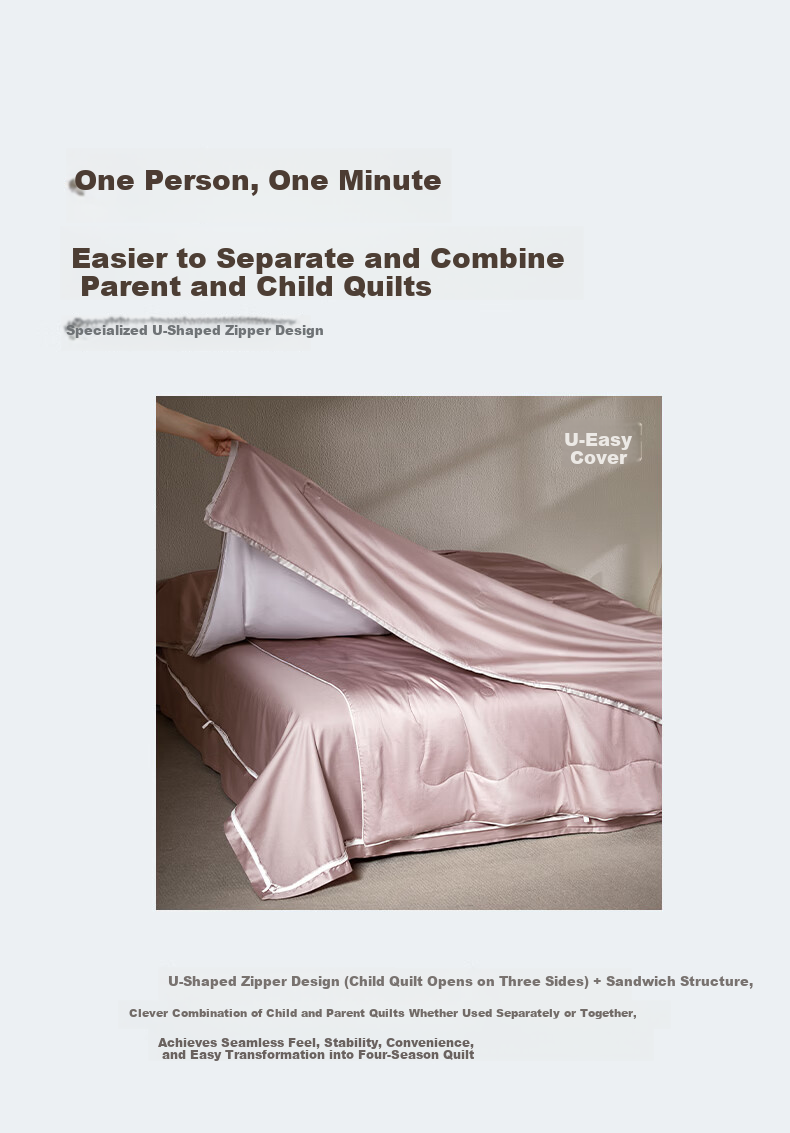 Luolai Home Textiles 100% Silk Quilt 60s Cotton A-Class Washable Mulberry Silk Mother-Child Quilt Approx. 11.6 Jin 7