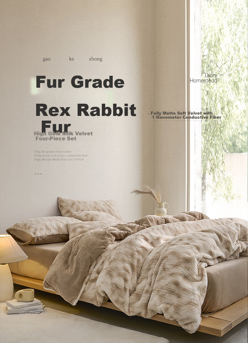 La Torretta High-Weight Milk Velvet Squirrel Fur Bedding Set, Winter Thickened Flannel Duvet Cover And Bed Sheet, Standard Size 1.8 1
