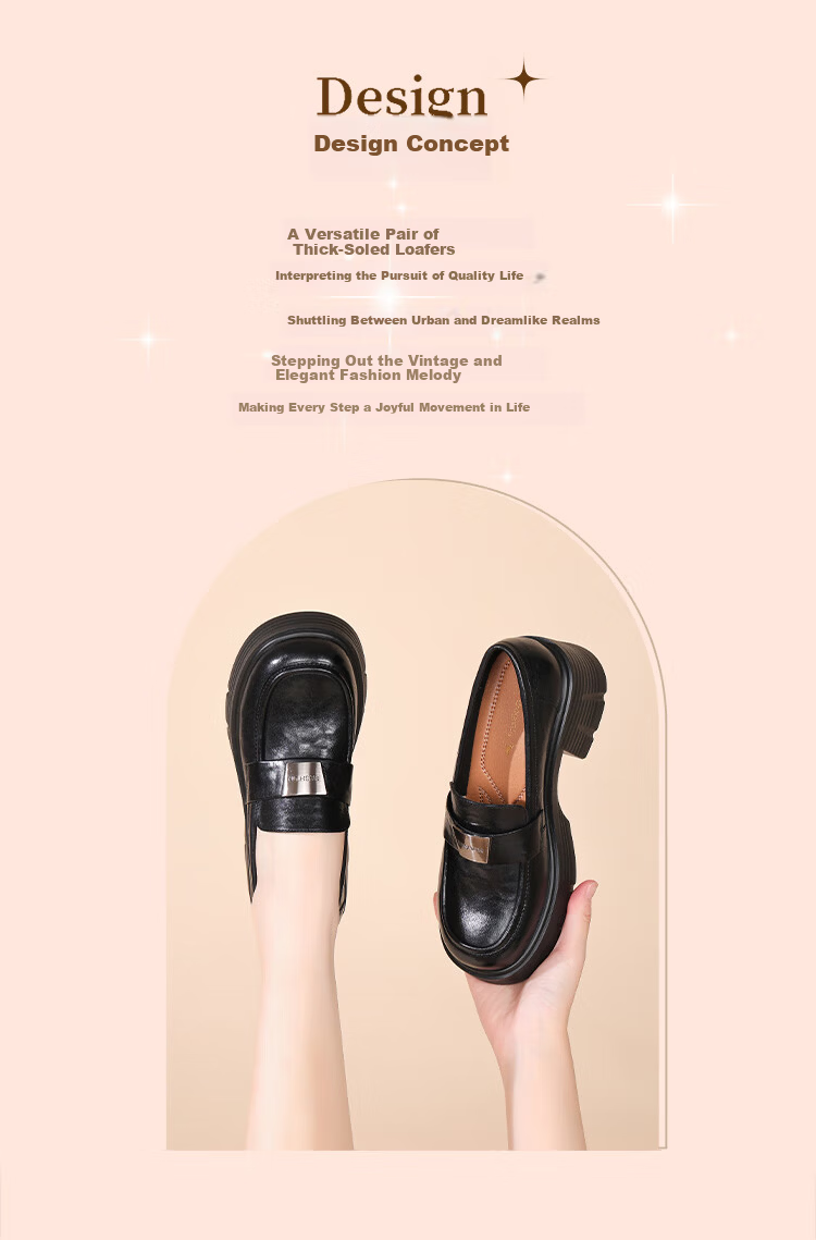 Red Dragonfly Women's Thick Sole Height Increasing Comfortable Loafers Leather Breathable Slip-On Casual Shoes WTB353361 Black 37 1