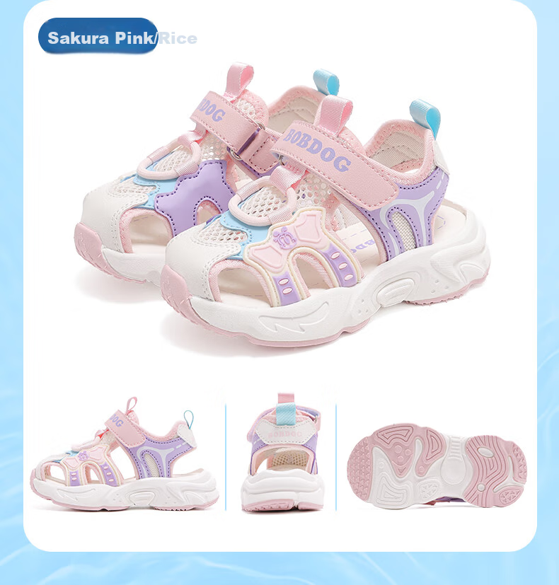 BOBDOG Toddler Summer Soft Sole First Walking Shoes Girls Breathable Sports Sandals 105342078 Cherry Blossom Pink/Beige Size 25 10