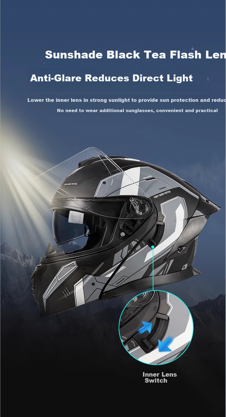 VGV Motorcycle Electric Vehicle Helmet Flip-up 3C Certified JD Self-operated Summer Helmet Engine Black XXL 4