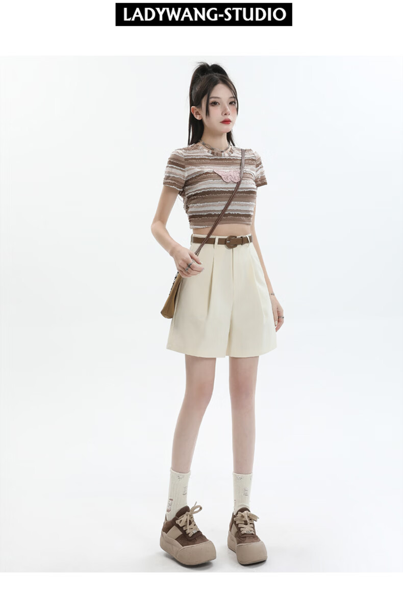 Jeanswest Women's 2026 Summer Cotton High-Waist Fashion Straight-Leg White Mid-Length Shorts XL 14